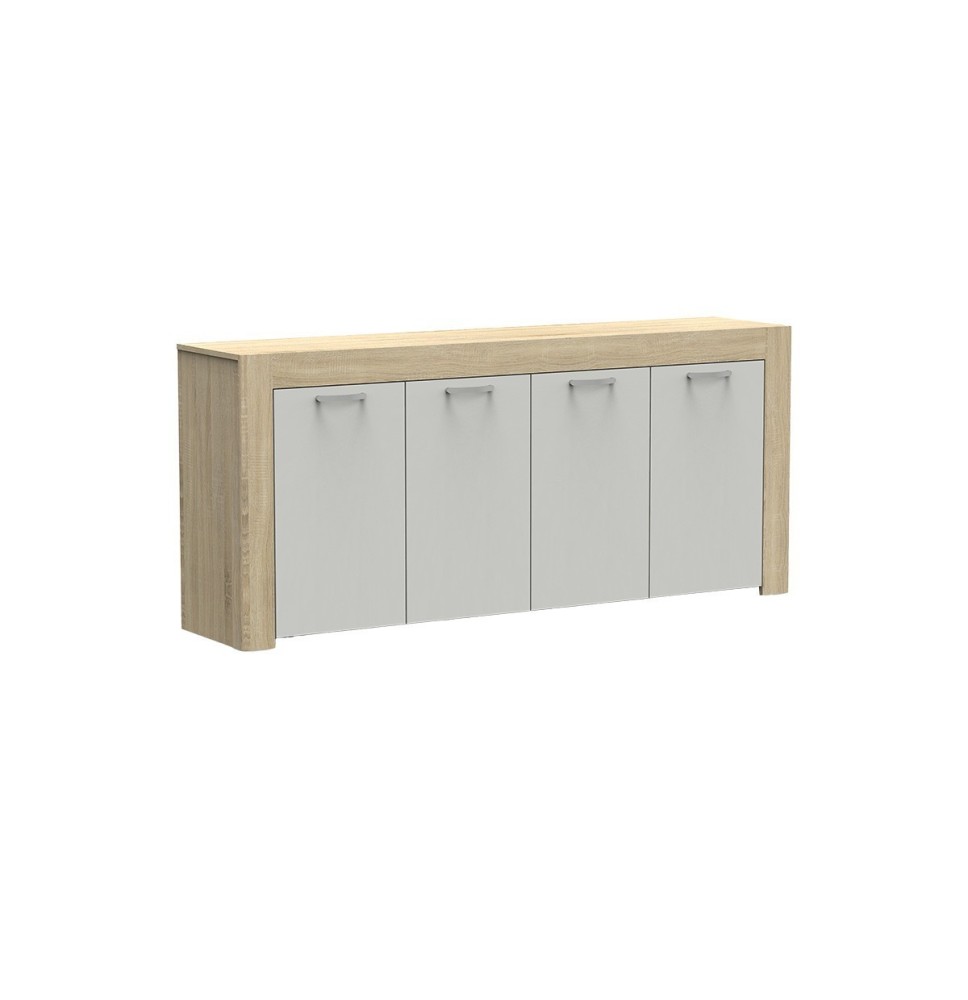 Buffet con 4 Puertas, Color Cambria-Blanco, 180x40x80 cm