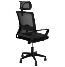 Silla de Oficina, Silla de Escritorio Giratoria,Ergonómica con Malla, Oscilante, Asiento 55 cm, Apoyabrazos, Color Negro